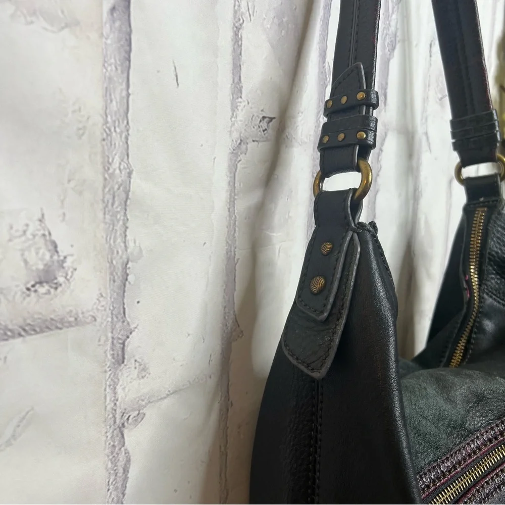 The Sak sequoia black gray leather hobo shoulder bag purse - Picture 4 of 10